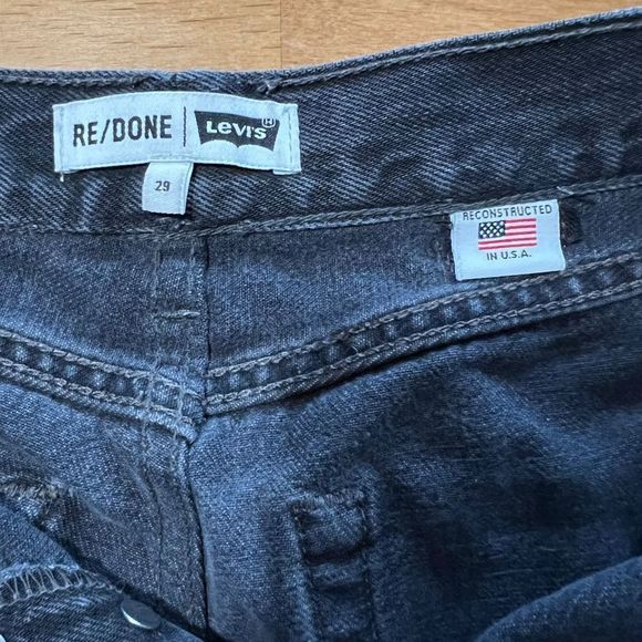 RE/DONE LEVI’S black button fly jean shorts Sz 29 - Picture 3 of 7